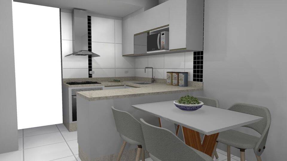 SALA INTEGRADA COM COZINHA AMERICANA